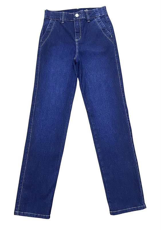 Calça Reta Cintura Alta Jeans