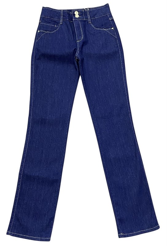 Calça Reta Cintura Alta Jeans