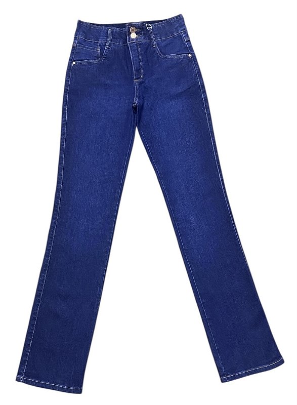 Calça Reta Cintura Alta Jeans