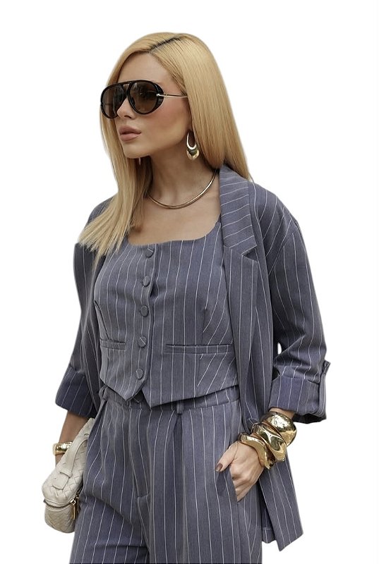 Blazer Risca De Giz Alfaiataria