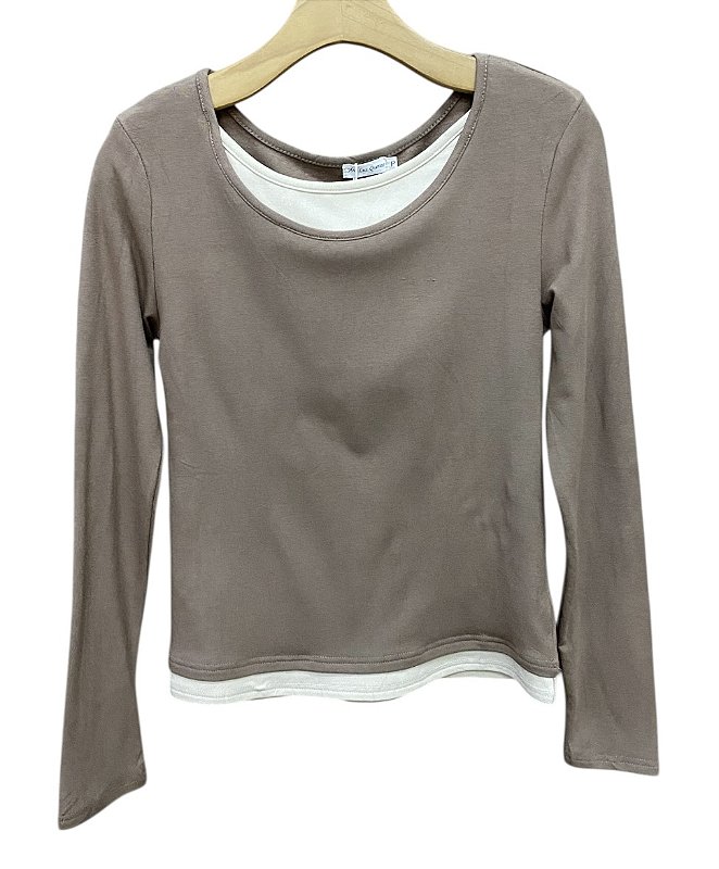 Blusa Manga Longa Bicolor Flanelada Viscomalha