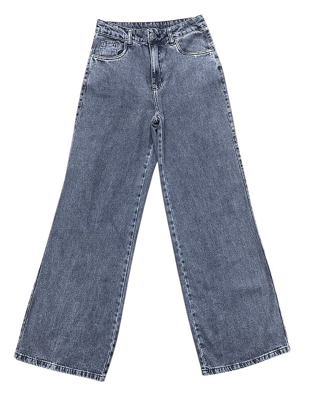 Calça Wide Leg Cintura Alta Jeans