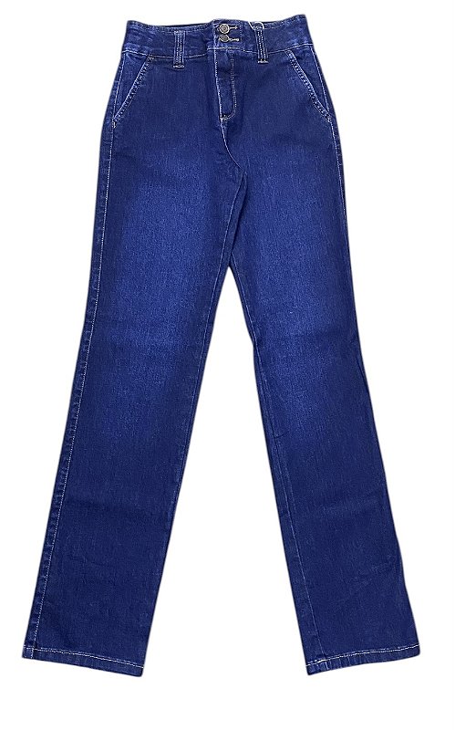 Calça Reta Cintura Alta Jeans