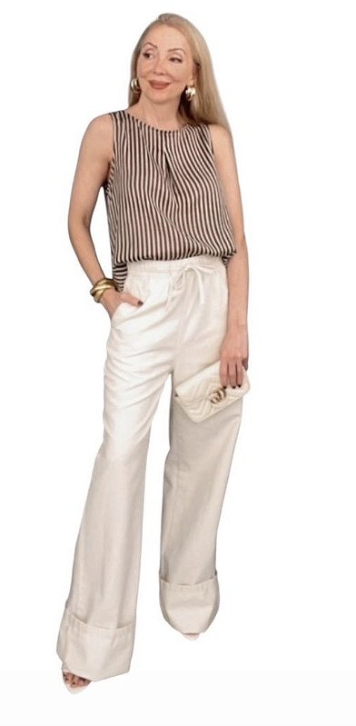 Calça Wide Leg Cintura Alta Linho