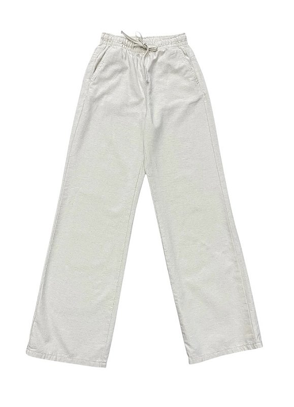 Calça Wide Leg Cintura Alta Linho