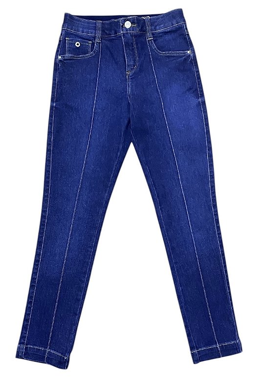 Calça Capri Tornozelo Cintura Alta Jeans