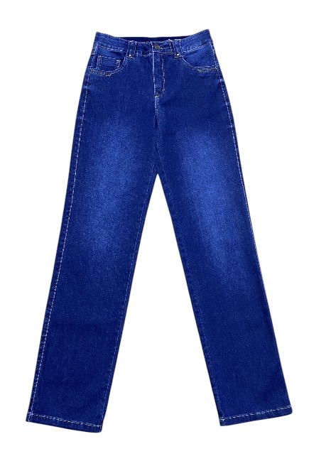 Calça Reta Cintura Alta Jeans