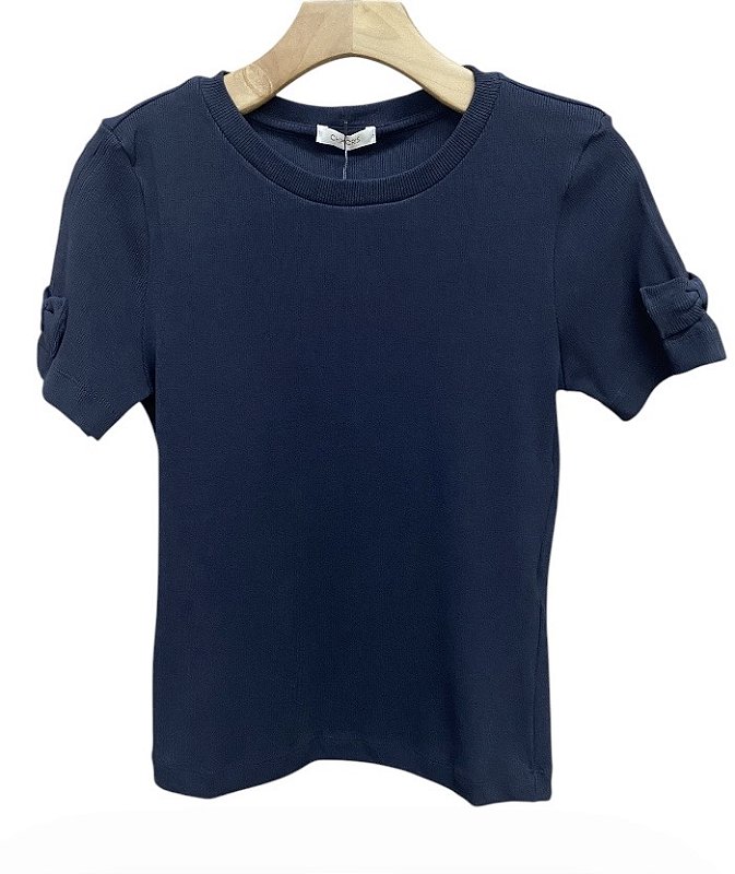 Blusa Laço Manga Malha Rib