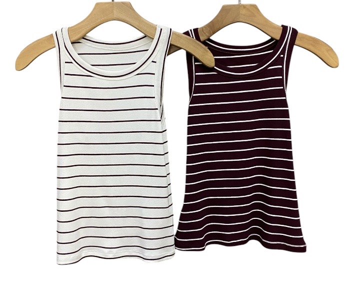 Blusa Regata Listras Malha Rib