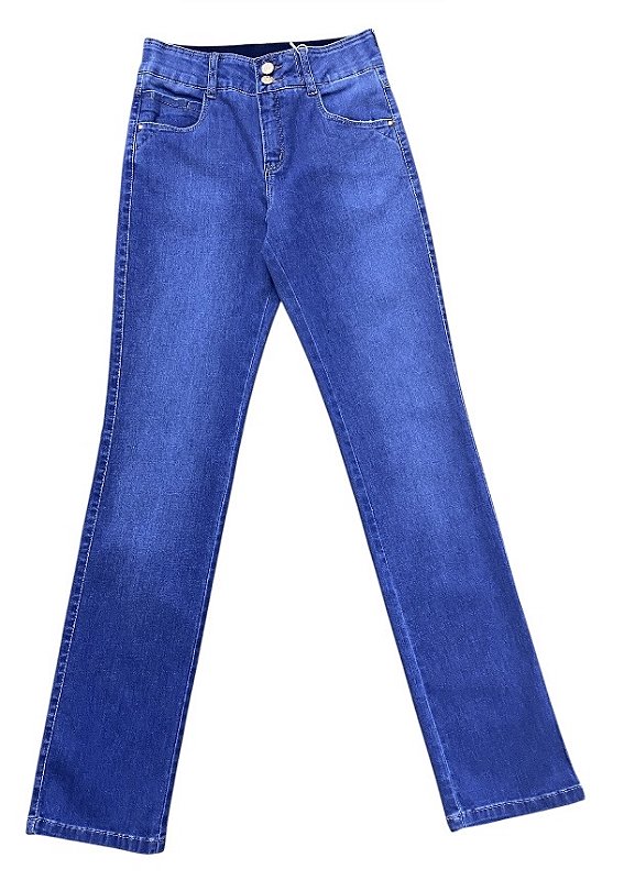 Calça Reta Cintura Alta Jeans