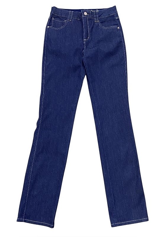 Calça Reta Cintura Alta Jeans