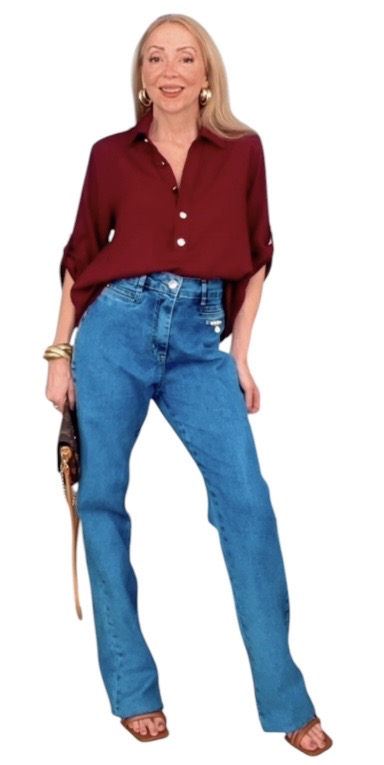 Calça Reta Cintura Alta Jeans