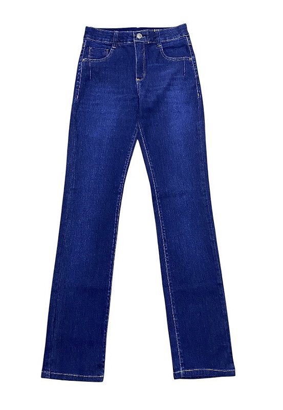 Calça Reta Cintura Alta Jeans