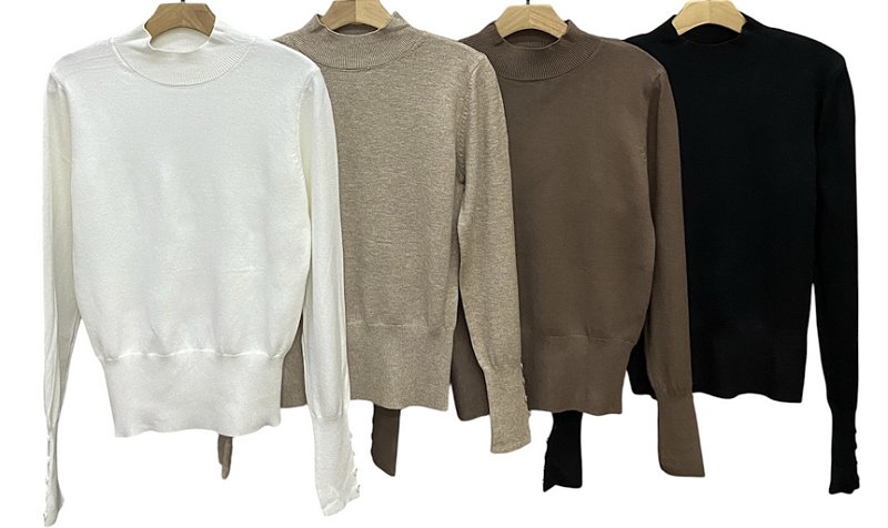 Blusa Manga Longa Botões Cashemere