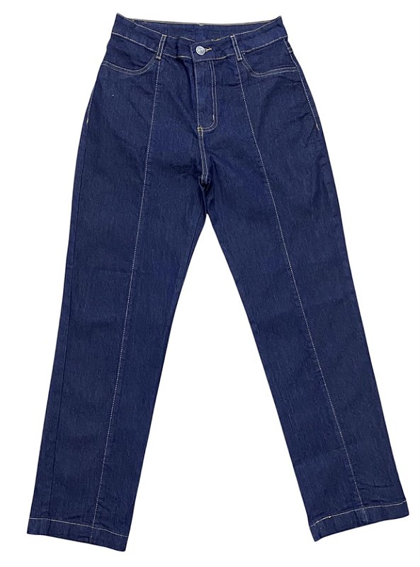 Calça Cropped Reta Cintura Alta Jeans