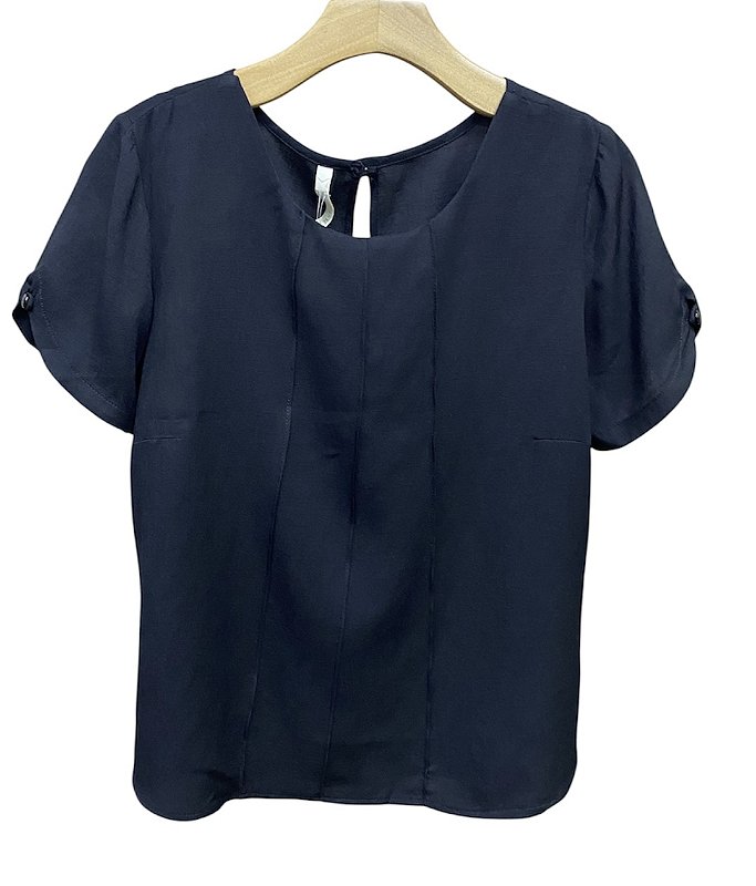 Blusa Manga Curta Pregas Frontal Viscose
