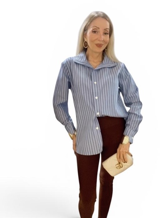 Camisa Listras Manga Longa Viscose