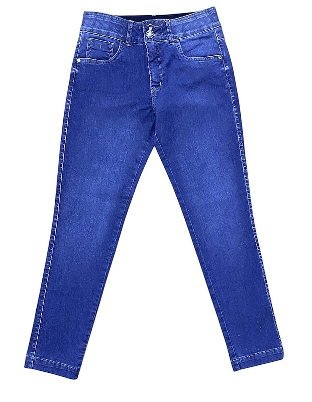 Calça Capri Tornozelo Cintura Alta Jeans
