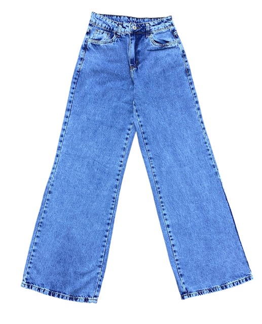 Calça Wide Leg Cintura Alta Jeans