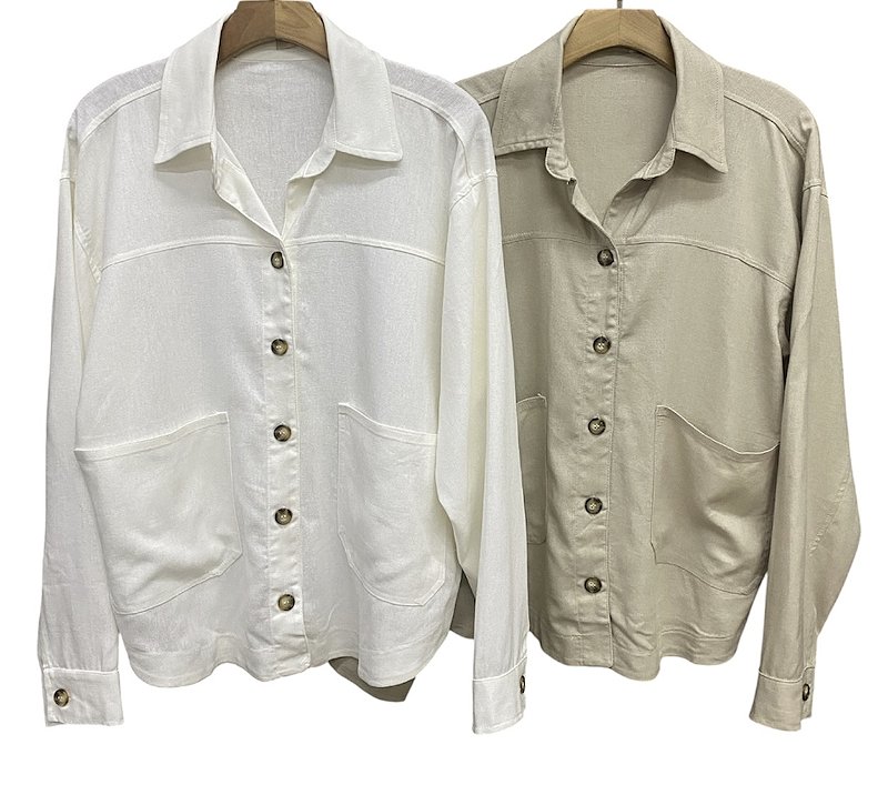 Camisa Bolsos Frontal Viscolinho
