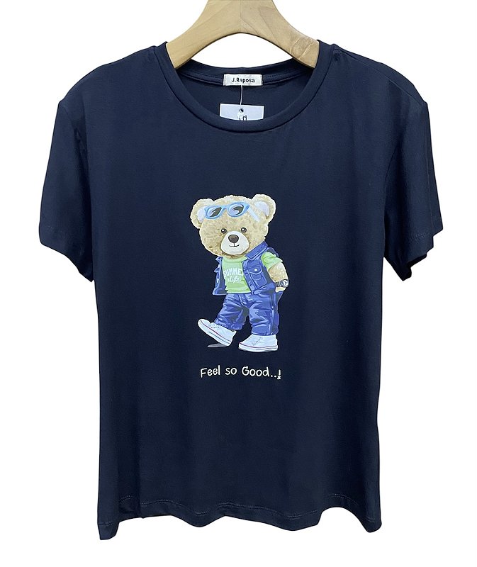 T-Shirt Manga Curta Urso Viscomalha