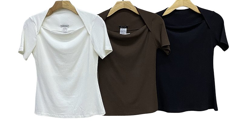Blusa Manga Curta Malha Rib