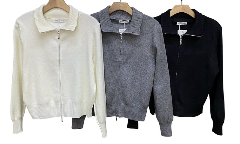 Blusa Ziper Frontal Manga Longa Cashmere