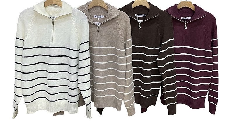 Blusa Listras Ziper Cashmere