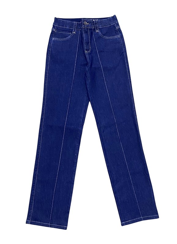 Calça Reta Cintura Alta Jeans