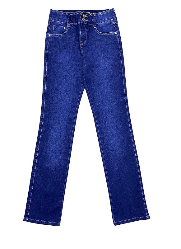 Calça Reta Cintura Alta Jeans