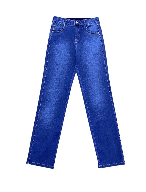 Calça Reta Cintura Alta Jeans