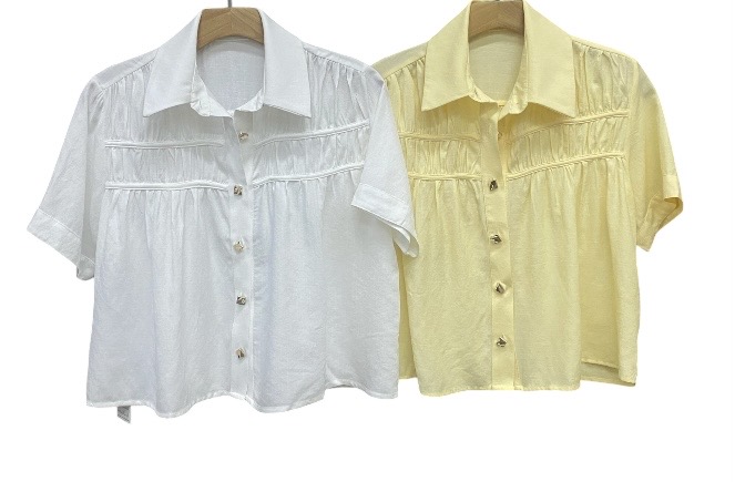 Blusa Manga Curta Detalhe Franzido Viscose