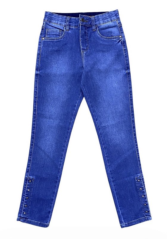 Calça Capri Tornozelo Cintura Alta Jeans