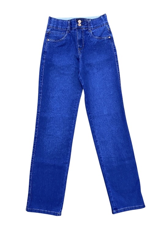 Calça Reta Cintura Alta Jeans