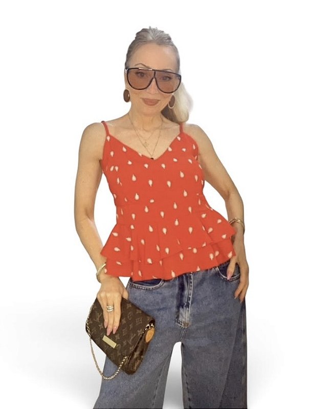 Blusa Alça Bordado Viscose