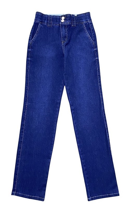 Calça Reta Cintura Alta Jeans