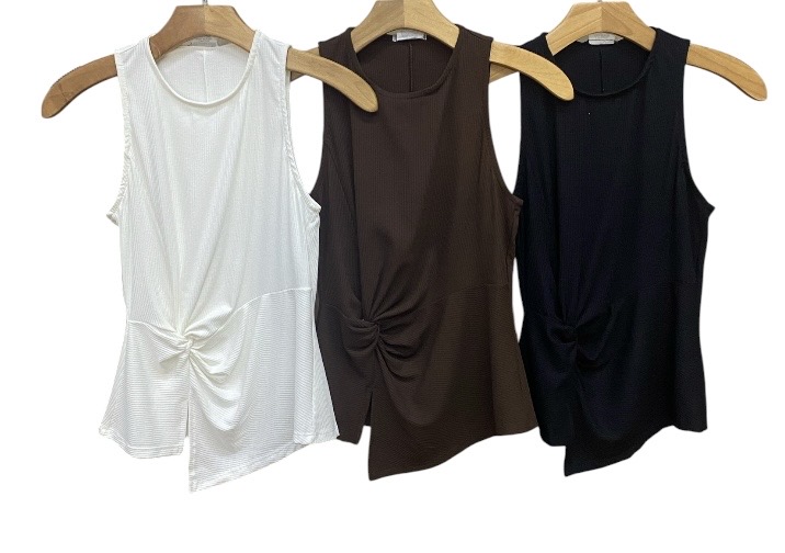 Blusa Regata Nó Lateral Malha Rib