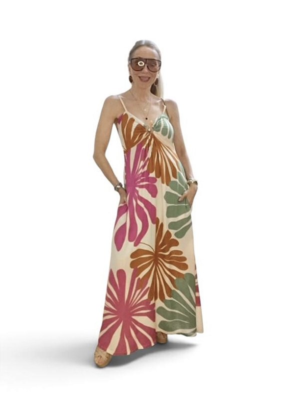 Vestido Alça Estampado Viscose