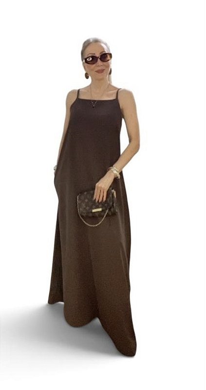 Vestido Alça Bolsos Crepe