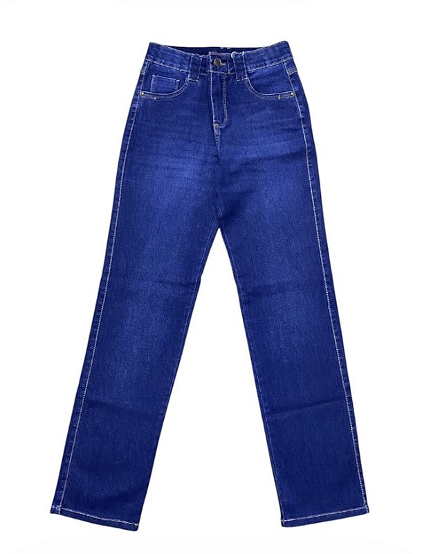 Calça Reta Cintura Alta Jeans