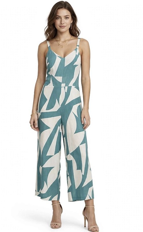 Macacão Estampado Pantacourt Viscose