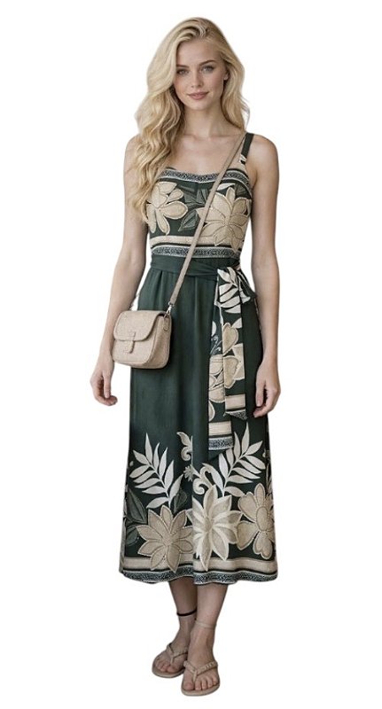 Vestido Alça Estampado Viscose