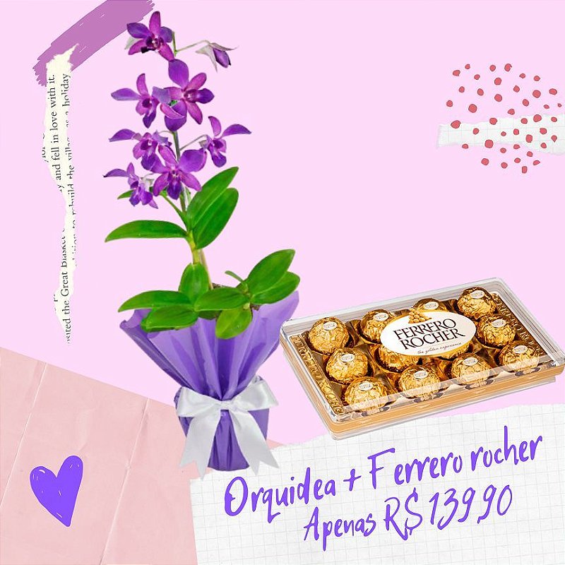 Orquídea Denphal com Ferrero rocher - Mariza Flores