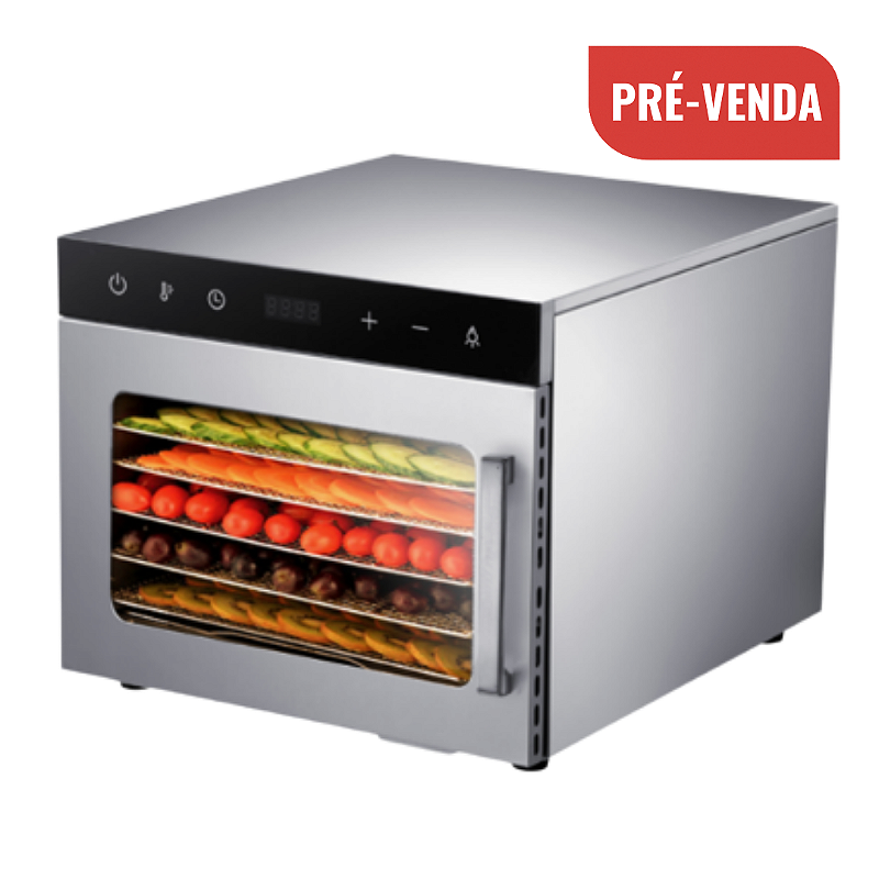 PRÉ-VENDA 2026 - PREVISÃO 09/02/2026: Desidratador Industrial Alimentos 500W Frugal 6 Bandejas / Teflon Timer