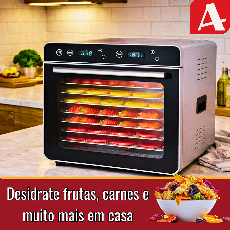 Desidratador Industrial de Alimentos 700W Frugal 8 Bandejas / Teflon Timer