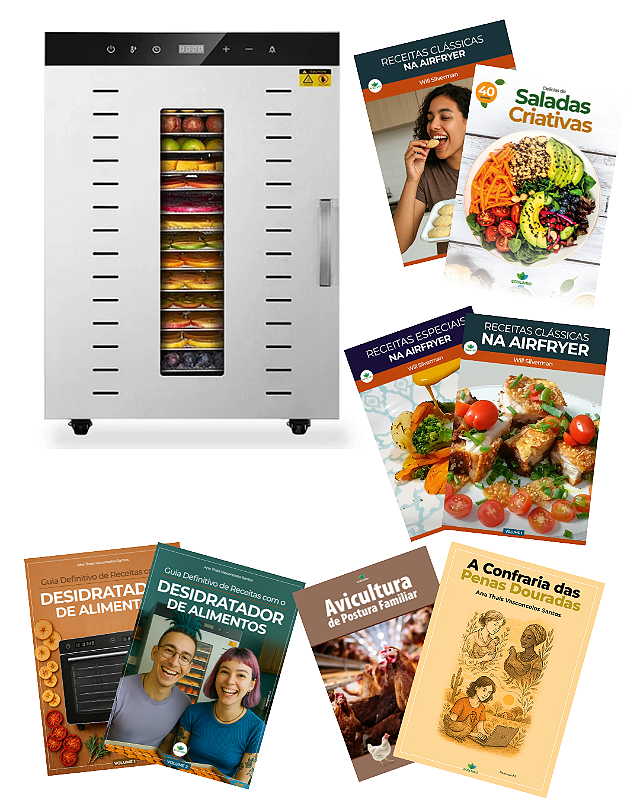 PRÉ-VENDA DIA DOS PAIS - PREVISÃO 03/08/26: Desidratador Industrial 16 Bandejas 220v + 9 E-books