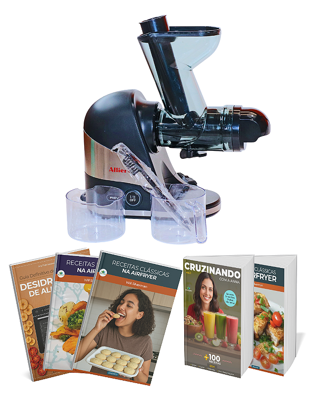 KIT Slow Juicer Moedor Espremedor Extrator de Prensa a Frio + 5 E-books