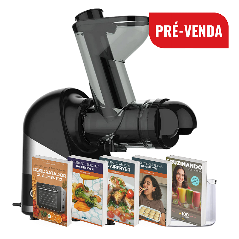 PRÉ-VENDA 202X - PREVISÃO --/--/202X: KIT Slow Juicer Moedor Espremedor Extrator de Prensa a Frio + 5 E-books