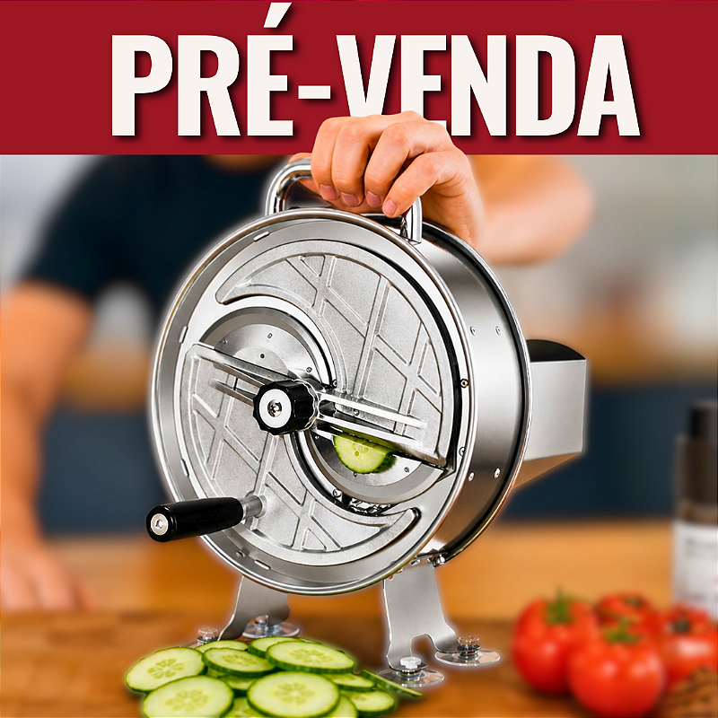 PRÉ-VENDA SETEMBRO - PREVISÃO DE ENVIO: 03/09/2026 - Cortador Ralador Fatiador Manual de Alimentos Frutas Legume - INOX