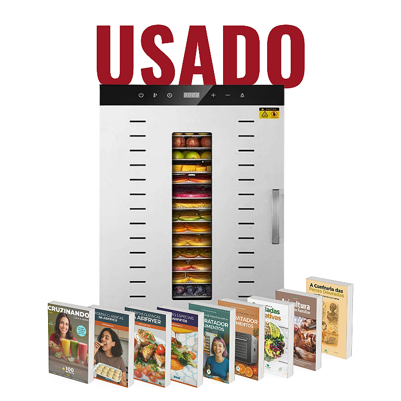 USADO KIT Desidratador Industrial de Alimentos 16 Bandejas - 220v + 9 E-books